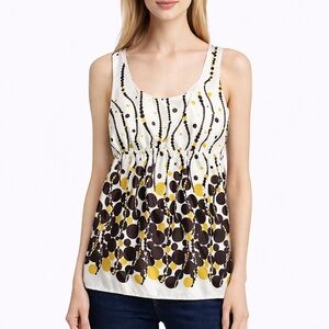 Maurices Women's Sleeveless Blouse - White, Brown, and Yellow